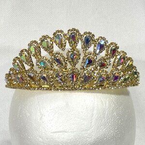 Gold, rhinestone and crystal tiara/crown.
